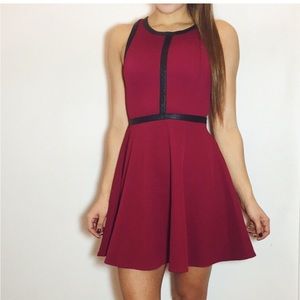 IZ BUYER Maroon Fit & Flare Dress NWOT